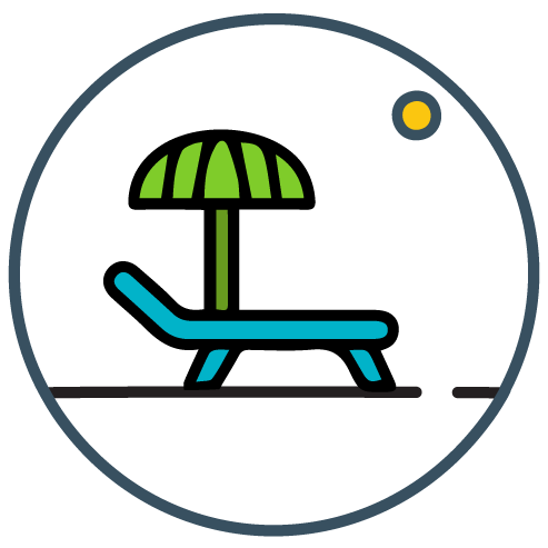 lounger and umbrella icon